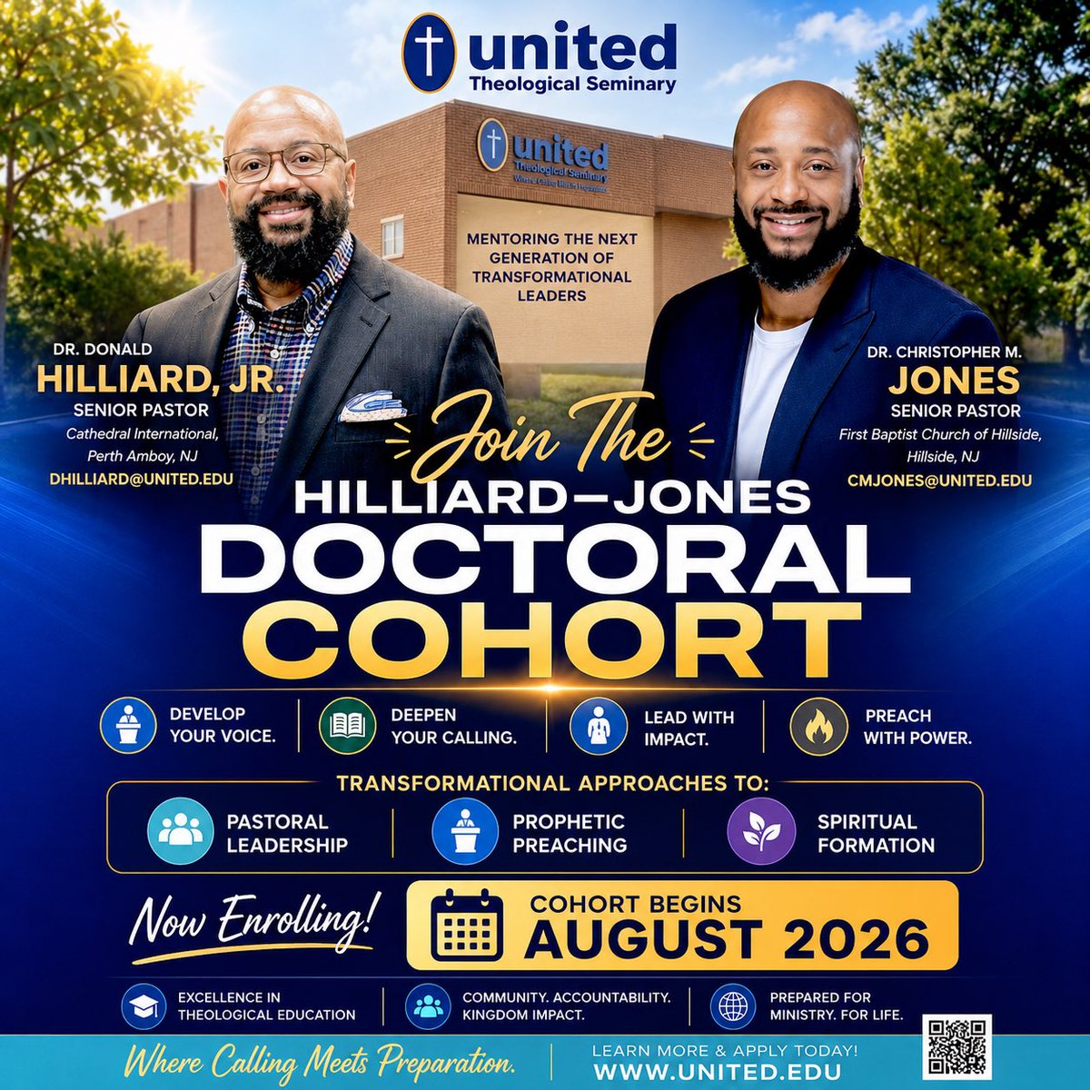 CMichaelJones's tweet photo. If you are ready to take your leadership capacity to the next level while pursuing your Doctor of Ministry degree, I would love for you to join the Hilliard-Jones doctoral cohort at United Theological Seminary this August 2026. 

Click the link and APPLY TODAY➡️: https://t.co/kAeVMYa9rb