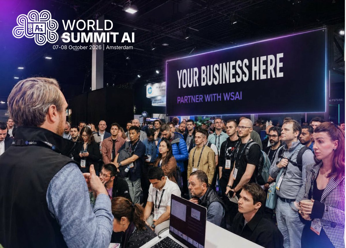WorldSummitAI's tweet photo. What could your brand achieve at the centre of the global AI conversation? 🌍🤖

Positioned among the ideas, conversations, and connections shaping the future of AI, your business could be front and centre at one of the world’s largest gatherings of the global AI community 🚀

Download our partnerships brochure through our website to learn more 🔗 https://t.co/SDb67lVVbI 

OR book an appointment to discuss your options today -
https://t.co/dpgdfy8WGI  🗓️

This is a unique opportunity to position your brand in front of the organisations and individuals leading innovation, with carefully crafted partnership packages designed to support your goals.
Ready to make an impression that lasts? 👀🌍 Partner with WSAI Amsterday today!
From established industry leaders to ambitious startups, every presence is thoughtfully curated to maximise visibility, engagement, and long-term recognition ⏳
Opportunities at this level are limited 🚫
#InspiredMinds #WSAI #WorldAIWeek #ArtificialIntelligence #StartUps #TechPartnership