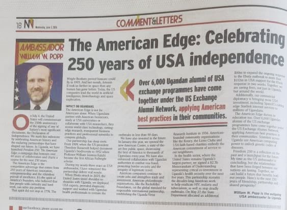 Bowomugisha1's tweet photo. Ambassador W. Popp of @USEmbassyUganda understood the power of the @USAlumniUganda alumni community and the impact we are making in Uganda. He showed up, listened, advised, and championed our growth every step of the way.
His final article and thank-you note is a gift.🔥🔥 https://t.co/UYd2lCIgwk