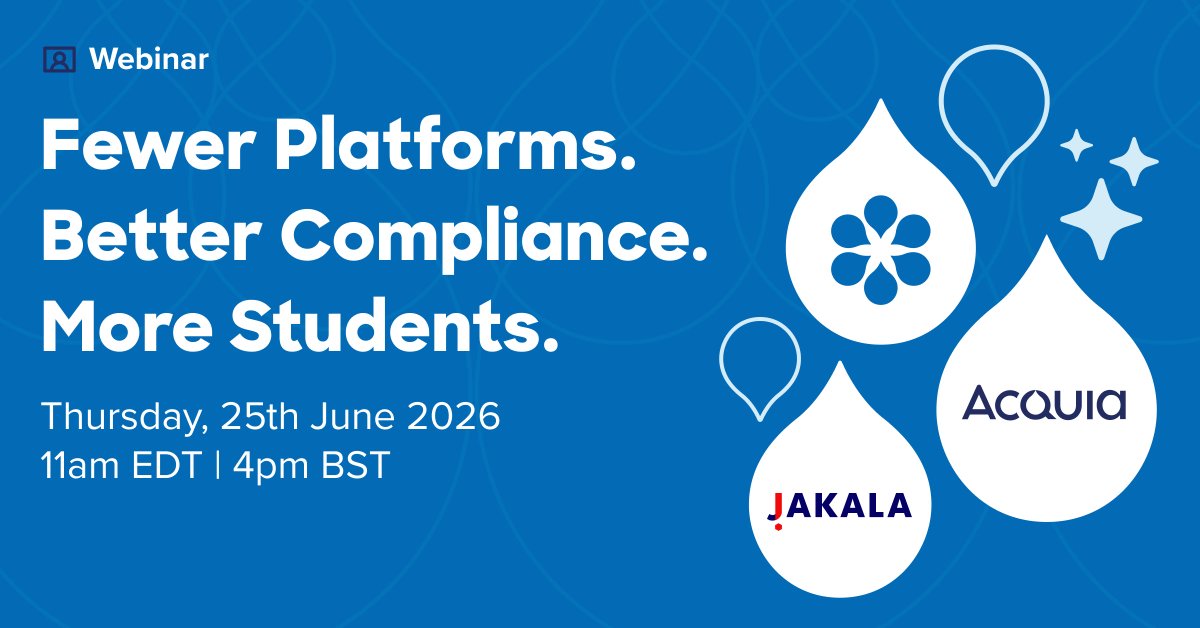 acquia's tweet photo. Join our webinar with JAKALA to learn how we're tackling the 4 top higher-ed marketing challenges: 
1️⃣ AI Visibility Gap 
2️⃣ Compliance Imperative 
3️⃣ Cost of Complexity 
4️⃣ Recruiting Connection. 

Register here: https://t.co/LUA9q0nJ3D https://t.co/RLJIrwMM6h