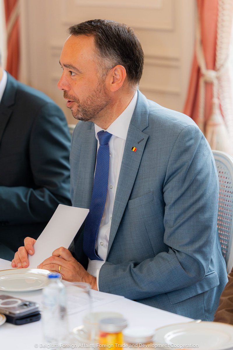 kgembassybe's tweet photo. Amb.Aidit Erkin participated in a collective meeting with Deputy Prime Minister, Foreign Minister @prevotmaxime and fellow ambassadors of Central Asia countries 
The meeting served as a valuable platform to exchange views on advancing Belgium-CA relations @BelgiumMFA🇧🇪 https://t.co/SPHbv7Wu6q