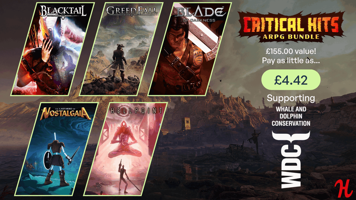 GamesForWaves's tweet photo. Thanks to @humble for dropping another great game bundle in support of Whale and Dolphin Conservation! Grab the Critical Hits bundle now, including amazing titles like #Greedfall, #BladeofDarkness and Blacktail, and pay as little as £4.42! 🎮

👉 https://t.co/hUkG6In9eC https://t.co/1b8npoOXyZ