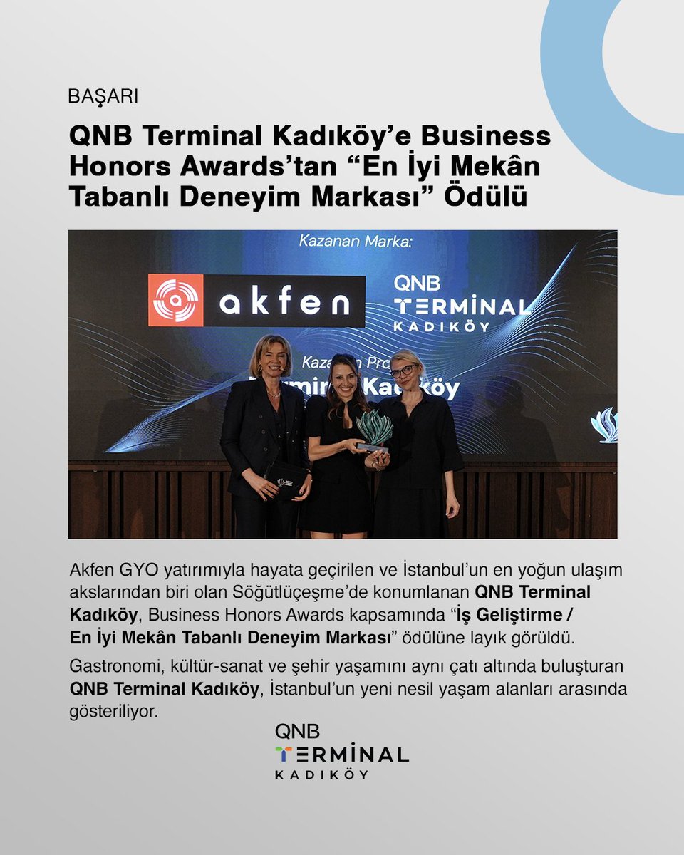 AkfenREN's tweet photo. 🏆 Business Honors Awards’da Akfen’e 4 ödül birden!

🌍 TİKAV – Net Zero Sosyal Etki Ödülü
🎨 Loft Art – En İyi Sanat Yatırımı (Sponsorluk) Ödülü
🌱 TİKAV – En İyi Sürdürülebilirlik İletişimi Ödülü
📍 Terminal Kadıköy – En İyi Mekân Tabanlı Deneyim Markası Ödülü https://t.co/9YsFRfNced