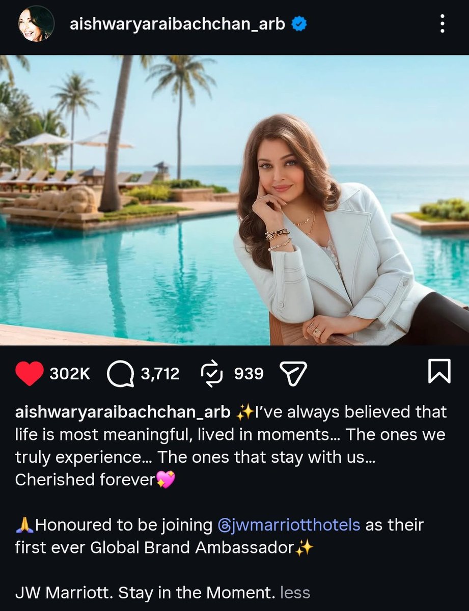 FabulousAish's tweet photo. Aishwarya Rai Bachchan's new brand ❤️ as the first ever Global ambassador for @JWMarriott https://t.co/muIPJq63rT