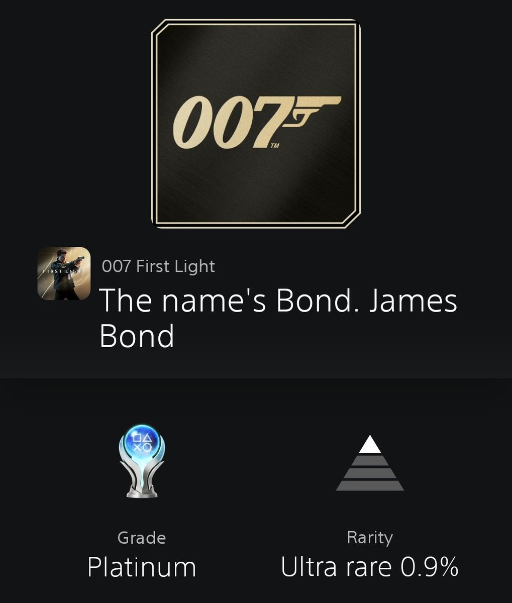 ArkaneRogue's tweet photo. 🏆 Platinum Trophy #165
💿 007 First Light
💻 @IOInteractive

💭 Everything I wanted from a 007 game! Great action and story mixed with engaging gameplay that blends the best of Uncharted, Hitman and WatchDogs into a shaken, but not stirred blockbuster. 🍸 🇬🇧 https://t.co/D3oCNE1tnt