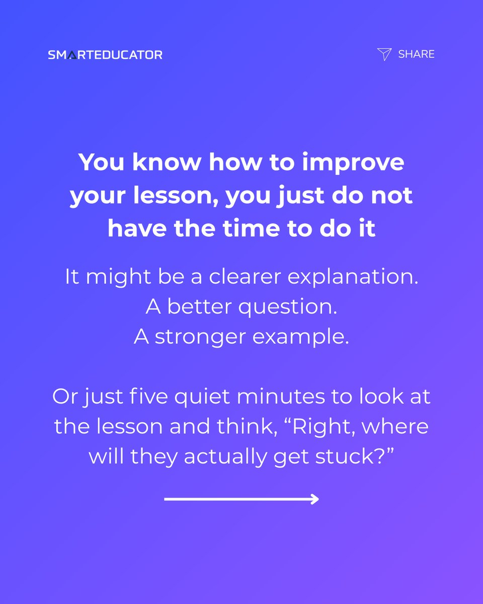 _Smart_Educator's tweet photo. When marking and admin take over your evening, the bit that improves teaching gets pushed aside (even though that is the bit your students actually need most).

That is why SmartEducator exists.

DM us the word REPLAY and we’ll send you the webinar link

#edtech #aiineducation https://t.co/zYEUcGy8wx