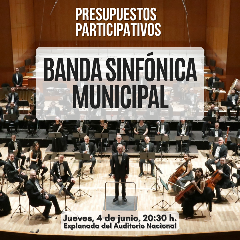 DecideMadrid's tweet photo. ¿Plan para mañana? 🎶

La Banda Sinfónica Municipal de Madrid toca mañana, 4 de junio a las 20:30 h, frente al Auditorio Nacional.

Un concierto que llega gracias a un proyecto de los #PresupuestosParticipativos.

Música al aire libre, menos calor y Madrid sonando como se merece. 🎼

#Chamartín #Madrid #BSMM