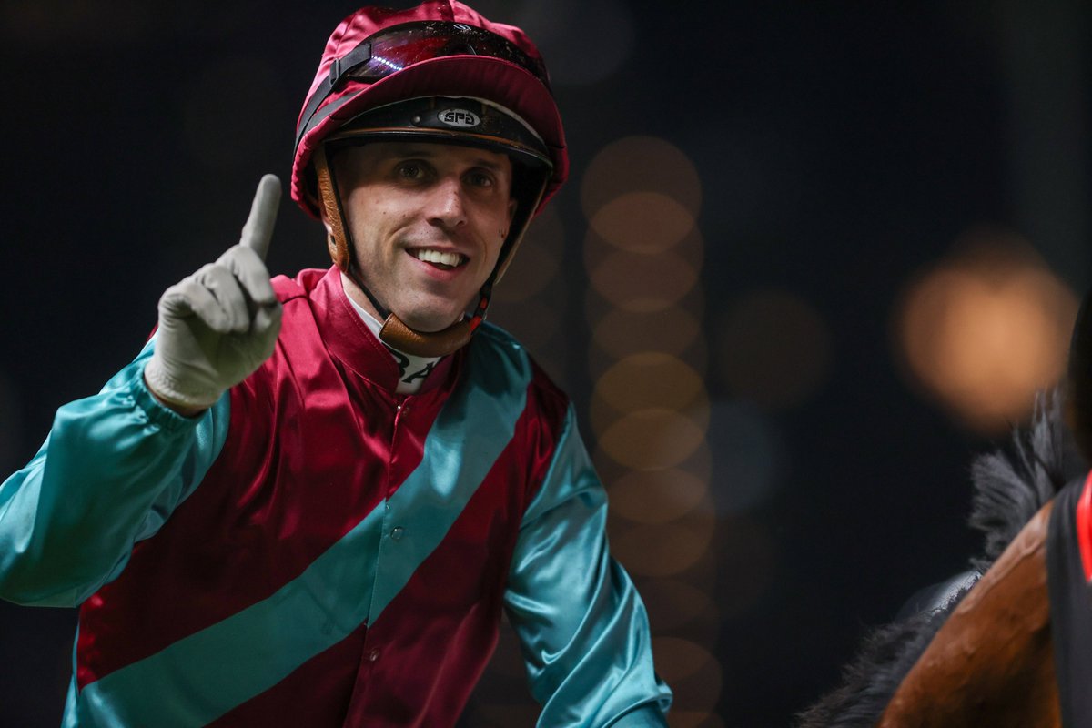 HKJC_Racing's tweet photo. Congratulations, @brentonavdulla, who reaches 100 wins in Hong Kong tonight at Happy Valley! 👊

#HappyWednesday | #HKracing https://t.co/1bDrV2xxqb
