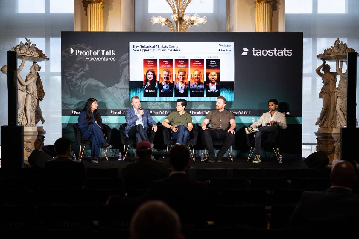 OctantApp's tweet photo. Our CMO @arlery on the tokenization panel earlier, sharing more on Octant’s model of token locking and capital allocation through community preference aggregation. 

It’s a sustainable model for funding where everyone wins.

on the panel: @arlery @viewfromhk @GregoryLBell @matty_ @CryptoSherazo