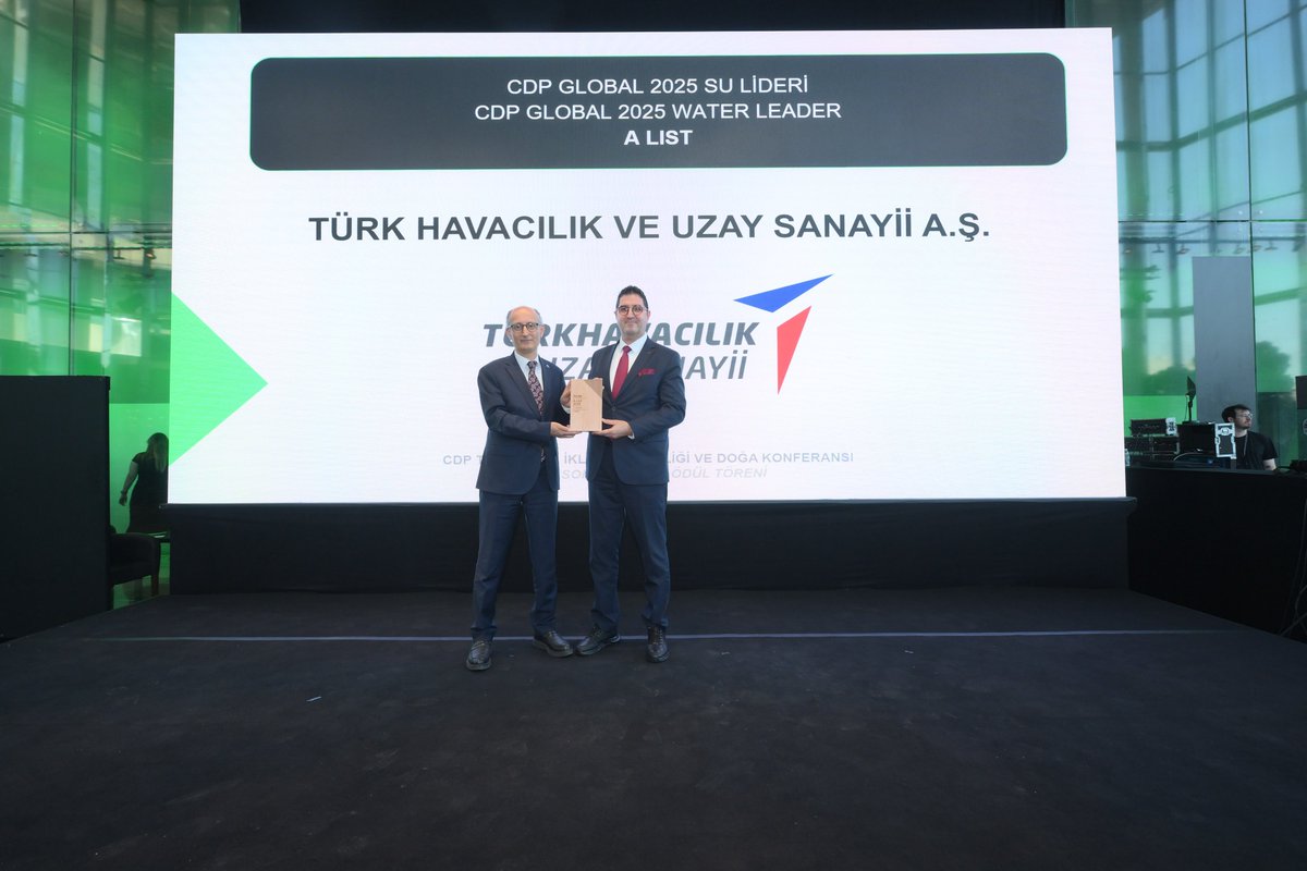 TUSAS_TR's tweet photo. Uluslararası ölçekte önemli bir başarıya daha imza attık. 🏆

TUSAŞ olarak, Karbon Saydamlık Projesi (CDP) 2025 değerlendirmelerinde Su Güvenliği kategorisinde en yüksek seviye olan “A” notunu alarak Global A Su Liderleri arasında yer aldık. 

Bu başarı, su kaynaklarının korunması ve sürdürülebilirlik alanındaki çalışmalarımızın uluslararası ölçekte karşılık bulduğunu göstergesidir.

Operasyonlarımızda ve tedarik zincirimizde su kaynaklarının verimli kullanımına yönelik çalışmalarımızı kararlılıkla sürdürüyoruz.

Global A Su Liderleri arasında yer almaktan gurur duyuyoruz. 💧🌍