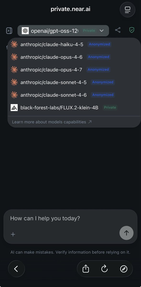 tklngrs's tweet photo. AI use while maintaining privacy, personal IP, and model optionality is the future. Thanks @near_ai https://t.co/WkNGdmH5oH