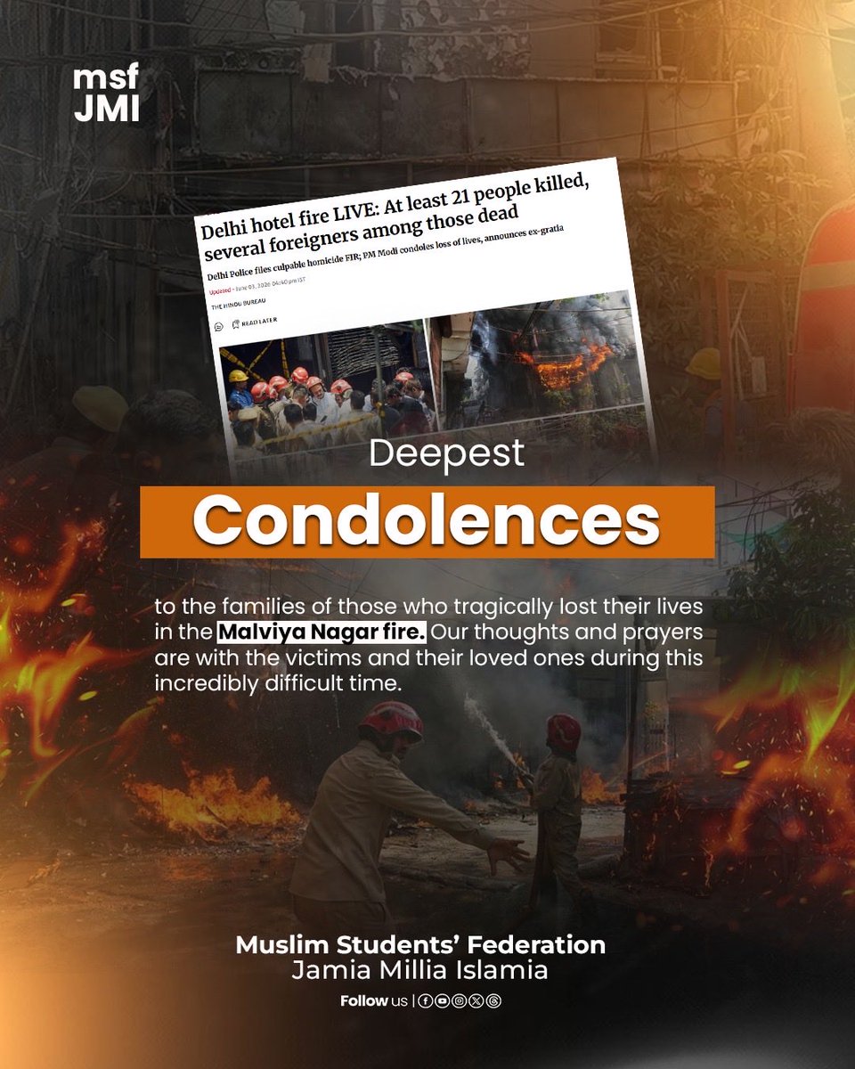 msfjmi's tweet photo. msf JMI extend our deepest condolences to the families of those who tragically lost their lives in the Malviya Nagar fie. 
#malviyanagarfire #condolences #malviyanagar https://t.co/FZmWO05znb
