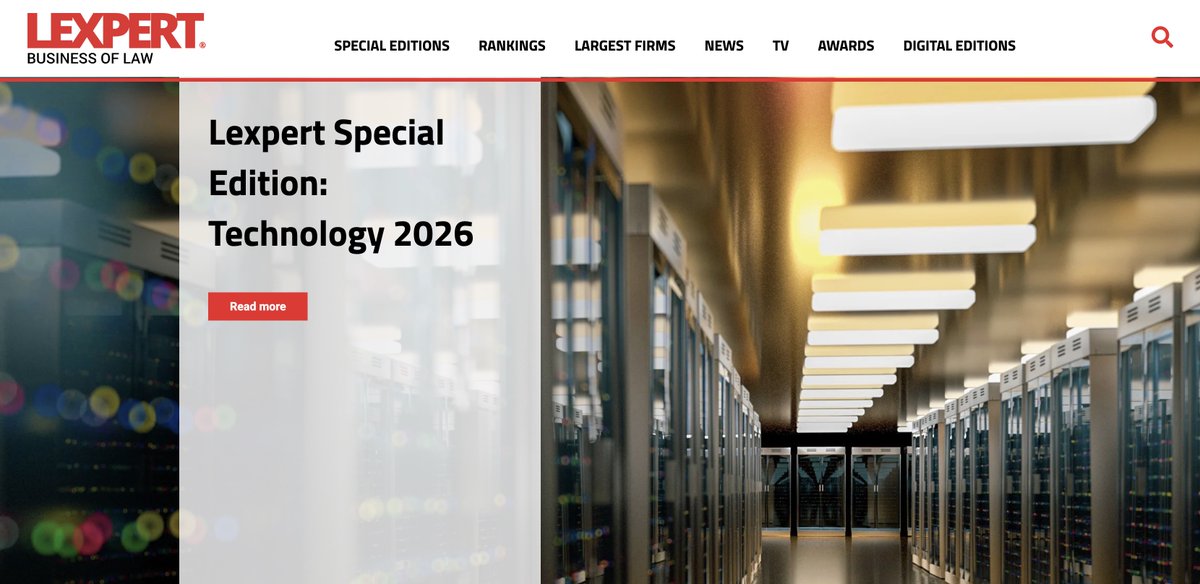 Lexpert's tweet photo. Congratulations to all the outstanding lawyers recognised in this year's Lexpert Technology Special Edition.

https://t.co/gl0wnY8YoE https://t.co/fDH9tuZ4RQ