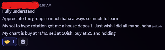 Mamba248x's tweet photo. Got this message today

My goal when started, was simply to make the best trading group possible w/ @TS9_ONE 

Some stuff has went well, some stuff as went poorly, but we're always pushing forward

After almost 2 years of seeing how we operate, I would say asset selection is where we excel. There's a lot of different trading styles, arguments, and convos that are constantly happening and productive. I am obviously a Hyperliquid bull, but not just that in regards to asset selection, in regards to stocks people have were actually early and have been crushing it too. Just love to see what things have become even w/ crypto being such a shitshow

Job will never be finished