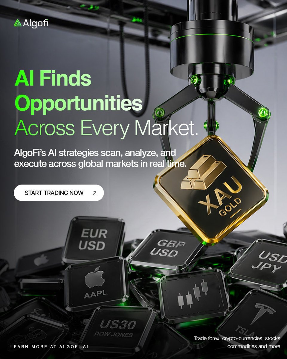 algofi_ai's tweet photo. AlgoFi’s AI scans global markets in real time to uncover trading opportunities across crypto, forex, stocks, and commodities.
#algofi #aitrading #futureoftrading #aifinance #smarttrading https://t.co/kxYDrBhO1s