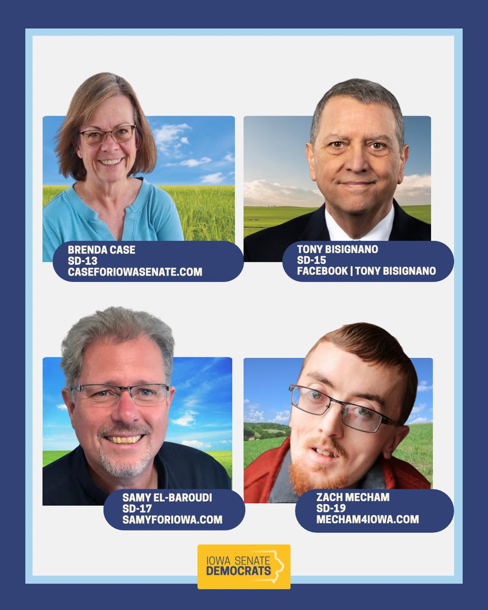 SenateMajority's tweet photo. Celebrate! 🎉 After a successful primary election, Iowans across the state have strong Democratic candidates on the ballot this November — people rooted in their community, dedicated to working across the aisle, and committed to putting Iowans first.

1/3 https://t.co/SSpQvJ1b2d