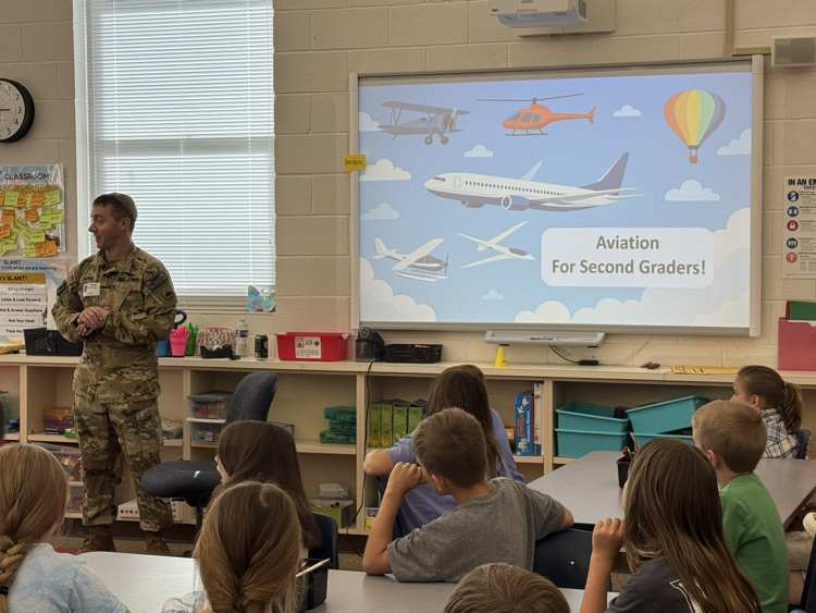 DealeAACPS's tweet photo. Second grade took learning to new heights today! ✈️ A huge thank you to our guest speaker for sharing his experiences as an Army aviator and Southwest Airlines pilot. Students loved learning about aviation! 🦅 #DealeEaglesSOAR #AACPSawesome #BelongGrowSucceed https://t.co/pRHU8ZXAdS