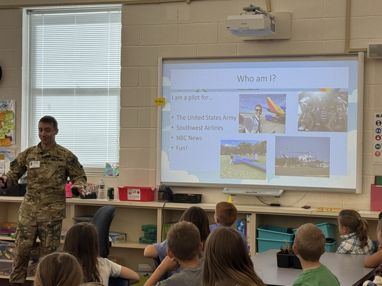 DealeAACPS's tweet photo. Second grade took learning to new heights today! ✈️ A huge thank you to our guest speaker for sharing his experiences as an Army aviator and Southwest Airlines pilot. Students loved learning about aviation! 🦅 #DealeEaglesSOAR #AACPSawesome #BelongGrowSucceed https://t.co/pRHU8ZXAdS