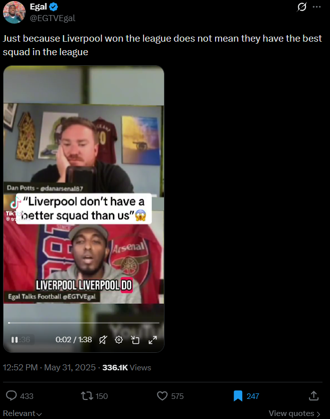 CarefreeLewisG's tweet photo. Same guy that was downplaying Liverpool when they won the PL and blaming referees/injuries? https://t.co/u8TEcqjHir