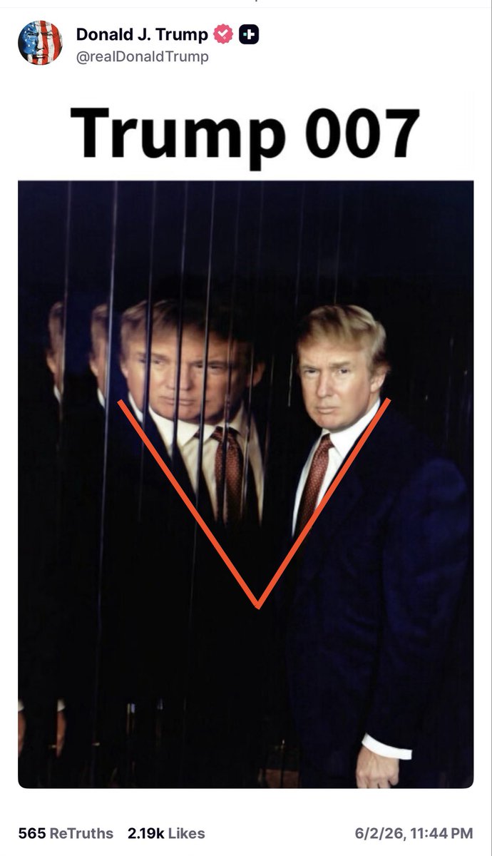 asonflower's tweet photo. ⚔️Trump's serving up a straight V for Vendetta. 
James Bond meets Guy Fawkes mask energy. They tried to bury him, but it's like he comes back with the suit, the stare and the signal. Vendetta season is open 🔥 https://t.co/Rq82zCse3x