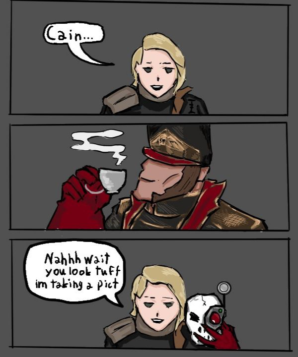 R16084892's tweet photo. Average interaction between Cain and Vail.
#WarhammerArt https://t.co/pf8qrVNBTM