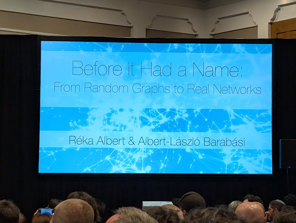 HirokiSayama's tweet photo. #NetSci2026 joint keynote talk -- Laszlo Barabasi and Reka Albert share their personal histories of how they began working on networks
@NetSciConf @netscisociety https://t.co/HtBEOjU6T1