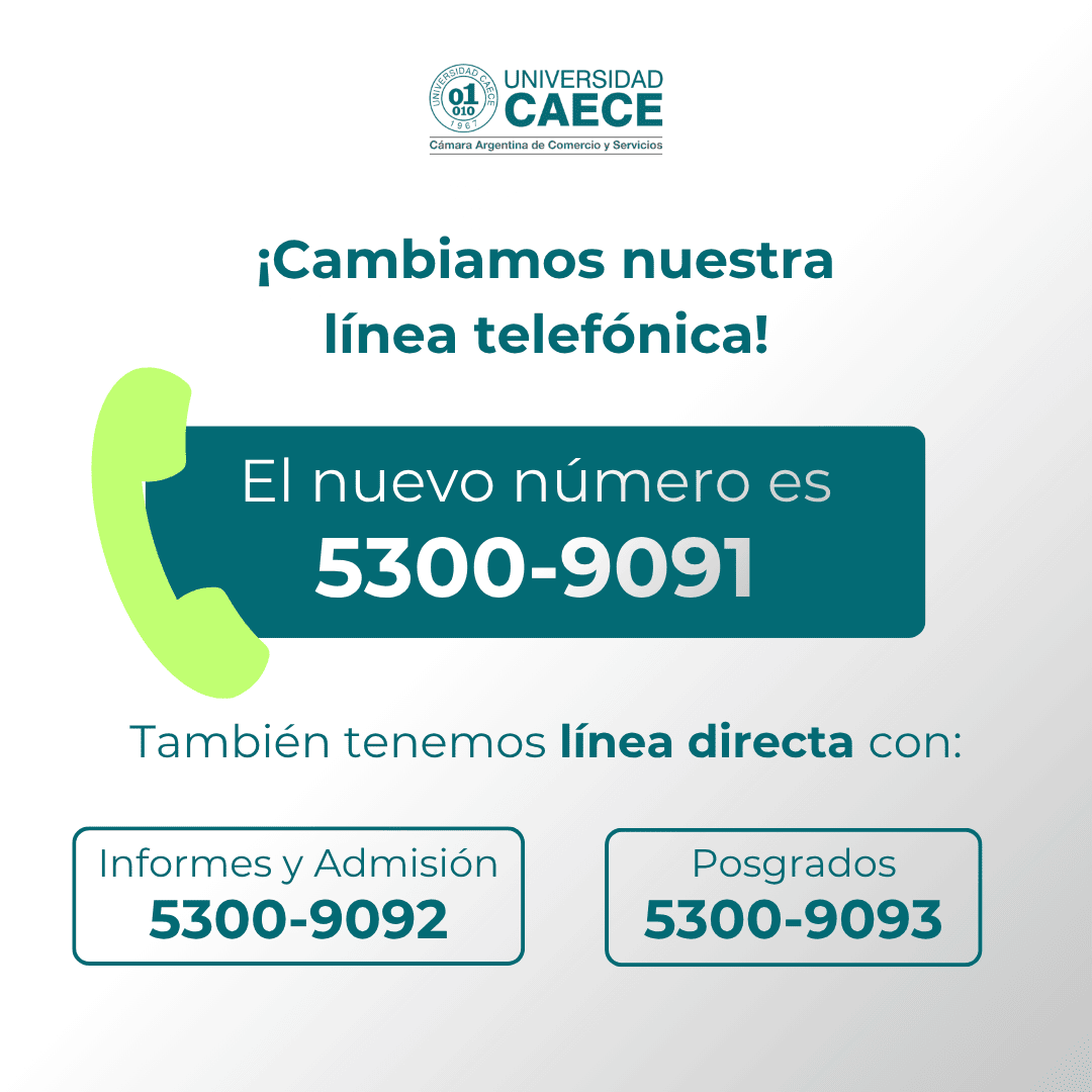 UCAECE's tweet photo. 📞¡La Universidad renovó las líneas de contacto! 
El nuevo número principal de la universidad es el 5300-9091, sumando además líneas directas para Informes y Admisión (5300-9092) y Posgrados (5300-9093). https://t.co/eiWPw807JT