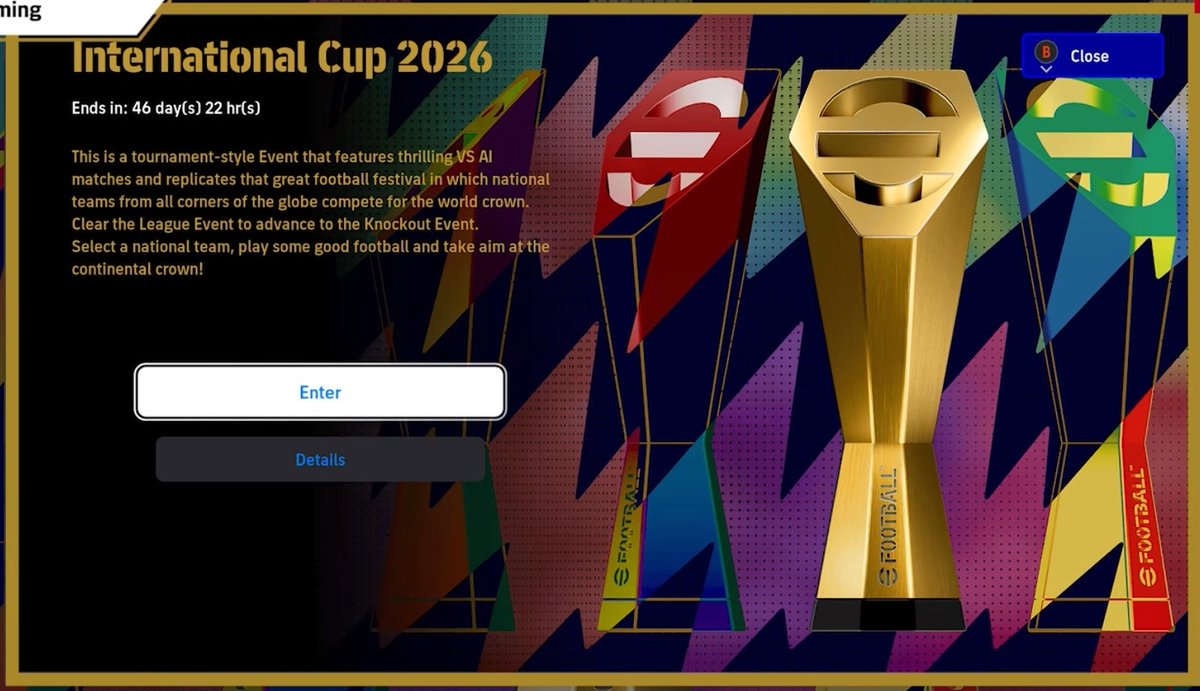 efootballpes_AR's tweet photo. جاهزون لرفع الكأس؟ 🥇🔥

غداً تنطلق فعالية "International Cup 2026" بنظام بطولة كامل ومثير ضد الذكاء الاصطناعي (VS AI).

1️⃣ اختر منتخبك الوطني الذي ستمثله.
2️⃣ تجاوز معه دور المجموعات بنجاح.
3️⃣ تخطى الأدوار الإقصائية (خروج المغلوب) لتتربع على عرش العالم.

​الحدث متاح مدة فعاليات كأس العالم يعني أمامكم وقت طويل لتجربة أكثر من منتخب وتحقيق اللقب!

#eFootball
#eFootballpes_AR