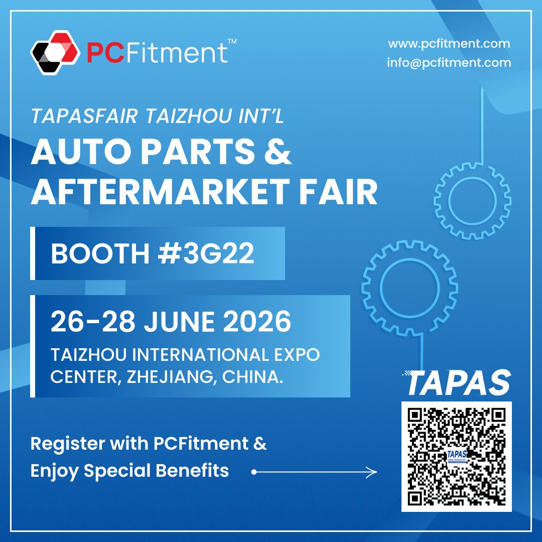 PC_Fitment's tweet photo. We’re excited to announce that PCFitment will be participating in TAPASFAIR 2026 – Taizhou International Auto Parts Aftermarket Service Fair.

📅 26th – 28th June 2026
📍 Taizhou International Expo Center, Zhejiang, China
📌 Booth No. 3G22

#TAPASFAIR2026 #AutoPartsExpo https://t.co/W5C8NC0Yk2