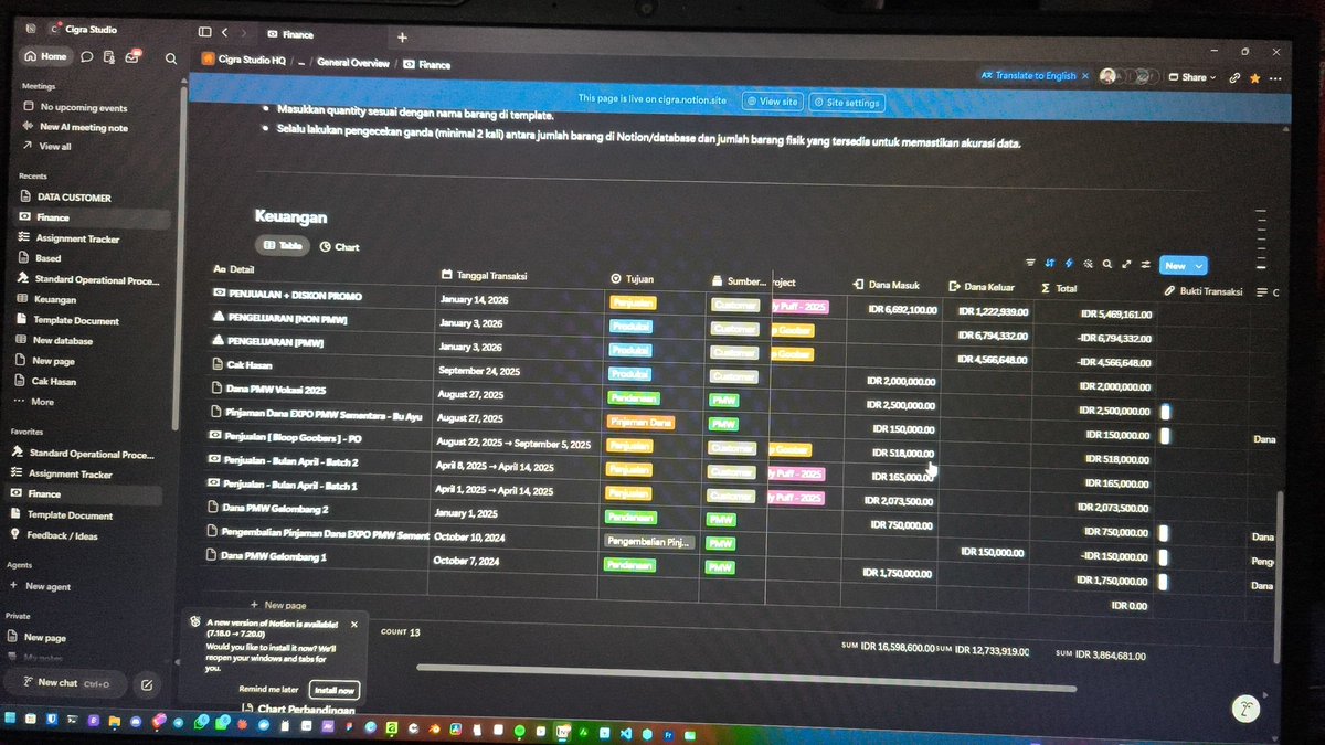 dezuhan's tweet photo. @coolmomentum @karirfess lu yg gabisa make / gada urusan di notion 😹 notion tu bkn sekedar notes app. tapi bisa urusan bisnis pake databasenya😹 lebih cocok notion urusan complex, accounting alaternatif excel/spreadsheet. klo cm catet mah apple notes sama google keep dh cukup. https://t.co/87coH7zfHk