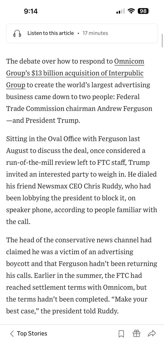 DanaMattioli's tweet photo. Some fun scenes inside this story, including this anecdote

Inside Trump’s Takeover of the American Regulatory Machine w/ @jdawsey1 @rebeccaballhaus @jtoonkel 

https://t.co/ZkAPYNJ4ho https://t.co/Yz613Rfshr