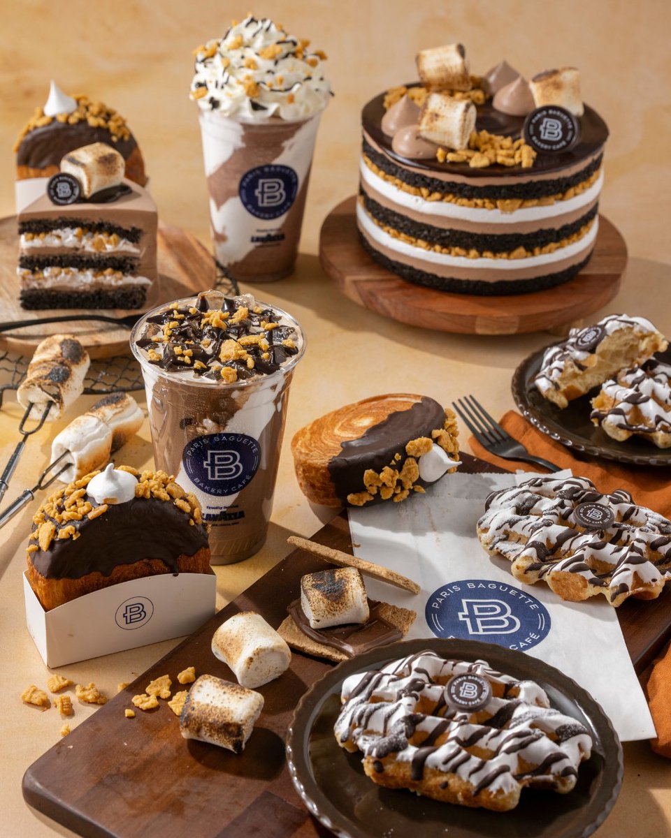 ParisBaguetteUS's tweet photo. Golden, toasty, and made for Summer cravings 🔥🍫 Our S’mores-inspired lineup is available in cafés NOW! ✨
What are you trying first? 😍 Order yours today at: https://t.co/IKdRqxaD5g
#parisbaguette #smores #newmenuitems #new #chocolate #marshmallow #grahamcracker https://t.co/R8Sfbo8ssj