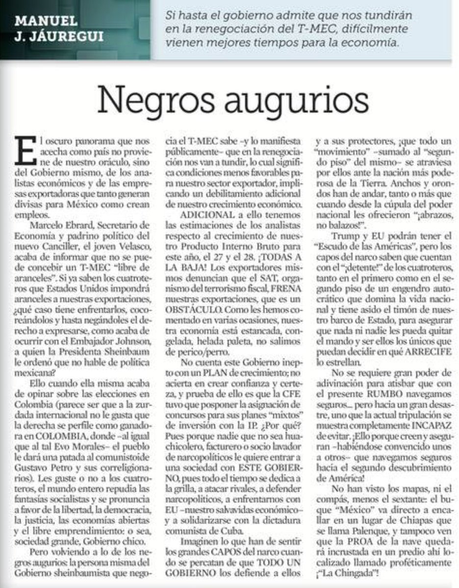 acastilloDC's tweet photo. Morena  presume soberanía mientras juega a pelearse con su principal socio comercial. México llega a la renegociación del T-MEC sin plan, sin crecimiento, sin confianza, con una economía tiesa como cadáver y con los narcos gobernando. https://t.co/V1712WC5bj