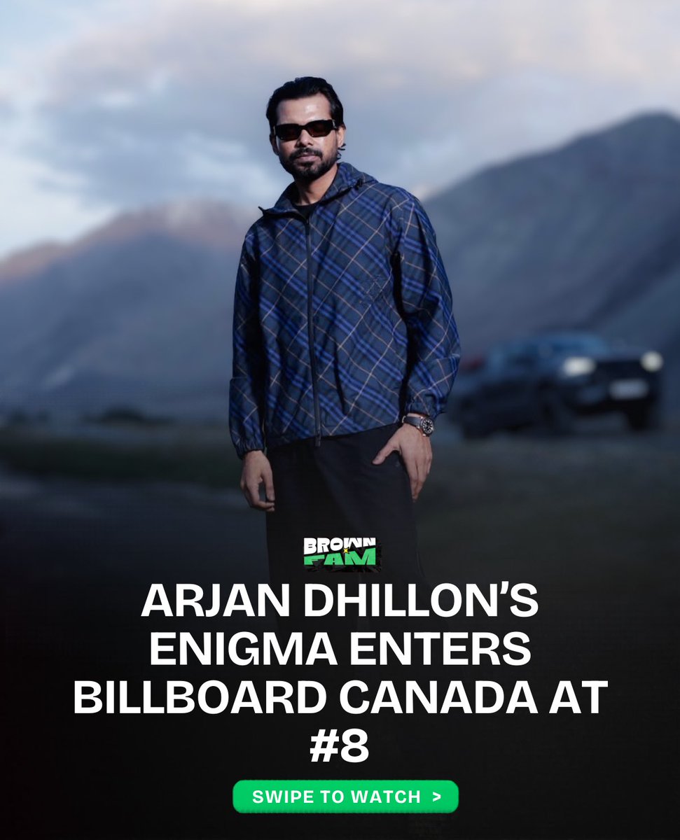 BrownFam19's tweet photo. Arjan Dhillon’s Enigma makes a big move, landing at #8 on the Billboard Canada Albums Chart. Punjabi music on 🔥 https://t.co/aBr5NidLaK