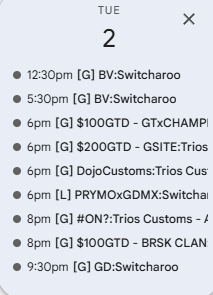 EnigmaCasts's tweet photo. Warzone Calendar continuing to be filled.
(huge thanks to @vezmaa) 🤝
https://t.co/DgXTzKOgHS
---
- 9 events tracked yesterday.
- 7 events listed for today

- WTF $100,000 event updated. 
- Regular Friday EU scrims added. 
- @GoatedDave switches, on the board.