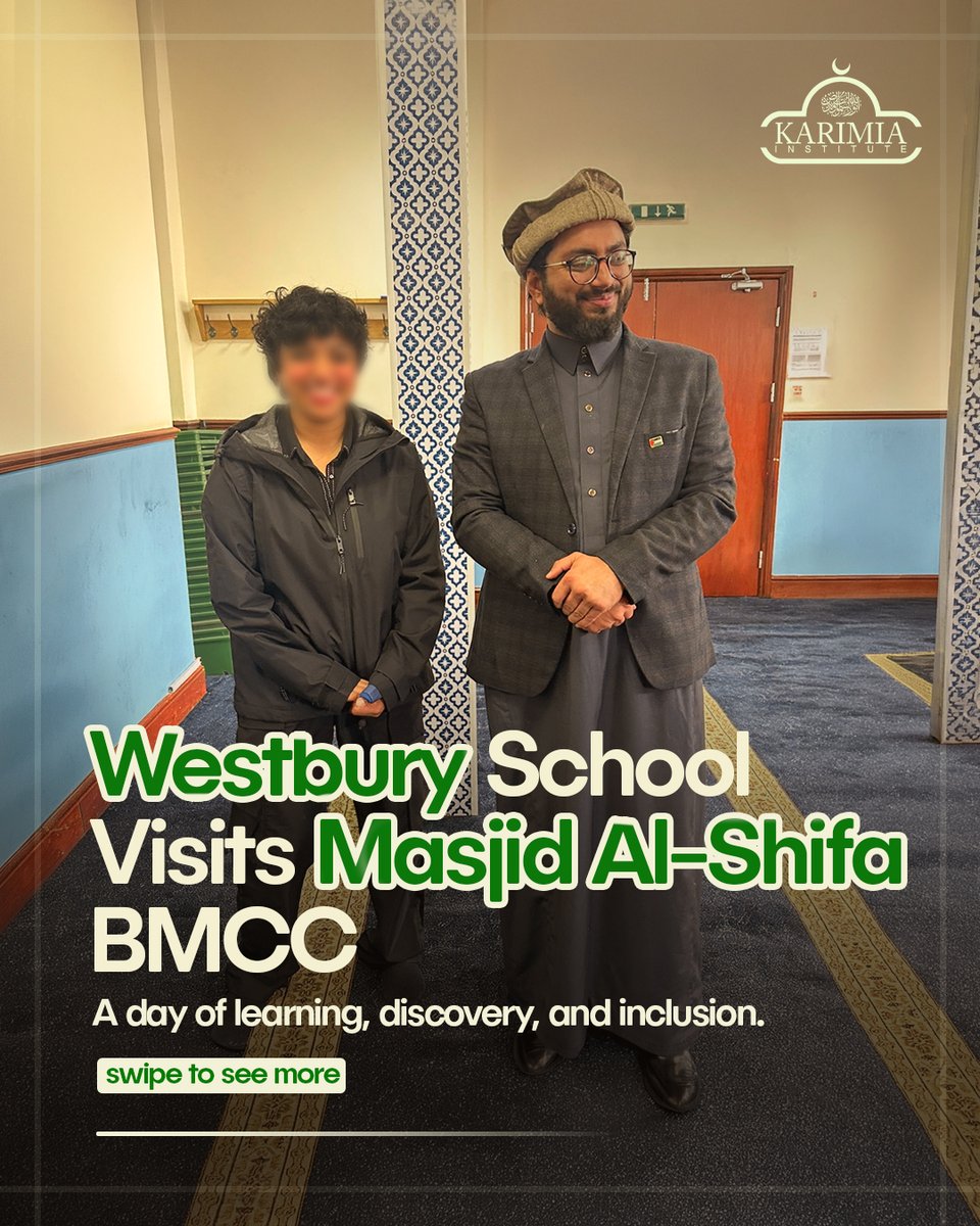 officialkarimia's tweet photo. Welcoming pupils and staff from Westbury School to Masjid Al-Shifa BMCC, in collaboration with Al-Hurriyah.
A day of learning about Islam, the Quran, and prayer, with copies of The Majestic Quran gifted to nine staff members.
#MasjidAlShifa #BMCC #AlHurriyah https://t.co/W1hL3Vk7Lm