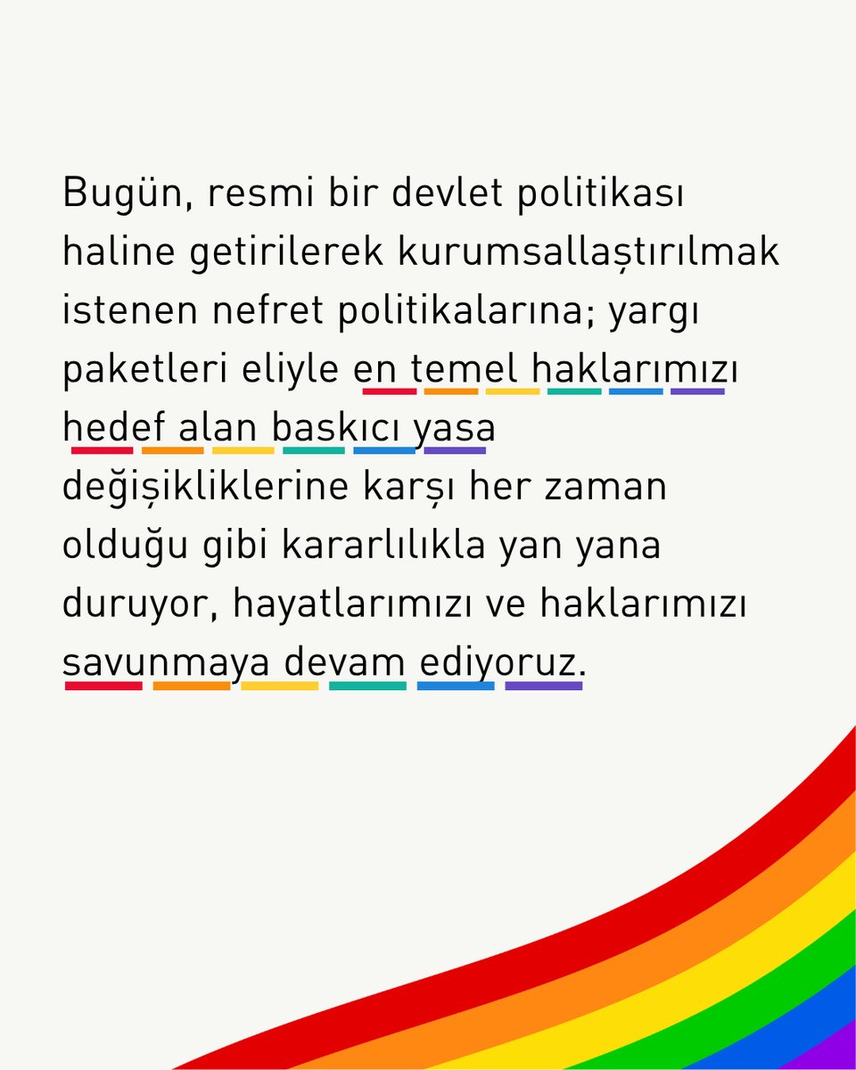kadinih's tweet photo. Gökkuşağının tüm renkleriyle varoluşumuzu; bedenlerimizi, aşklarımızı ve neşemizi kutladığımız Onur Ayımız kutlu olsun! 🌈

Yeryüzü aşkın yüzü oluncaya dek, mücadeleye devam. https://t.co/qRbRy6dAsS