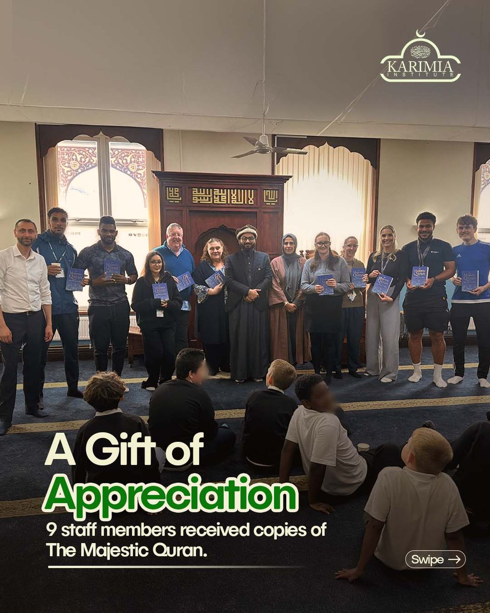 officialkarimia's tweet photo. Welcoming pupils and staff from Westbury School to Masjid Al-Shifa BMCC, in collaboration with Al-Hurriyah.
A day of learning about Islam, the Quran, and prayer, with copies of The Majestic Quran gifted to nine staff members.
#MasjidAlShifa #BMCC #AlHurriyah https://t.co/W1hL3Vk7Lm