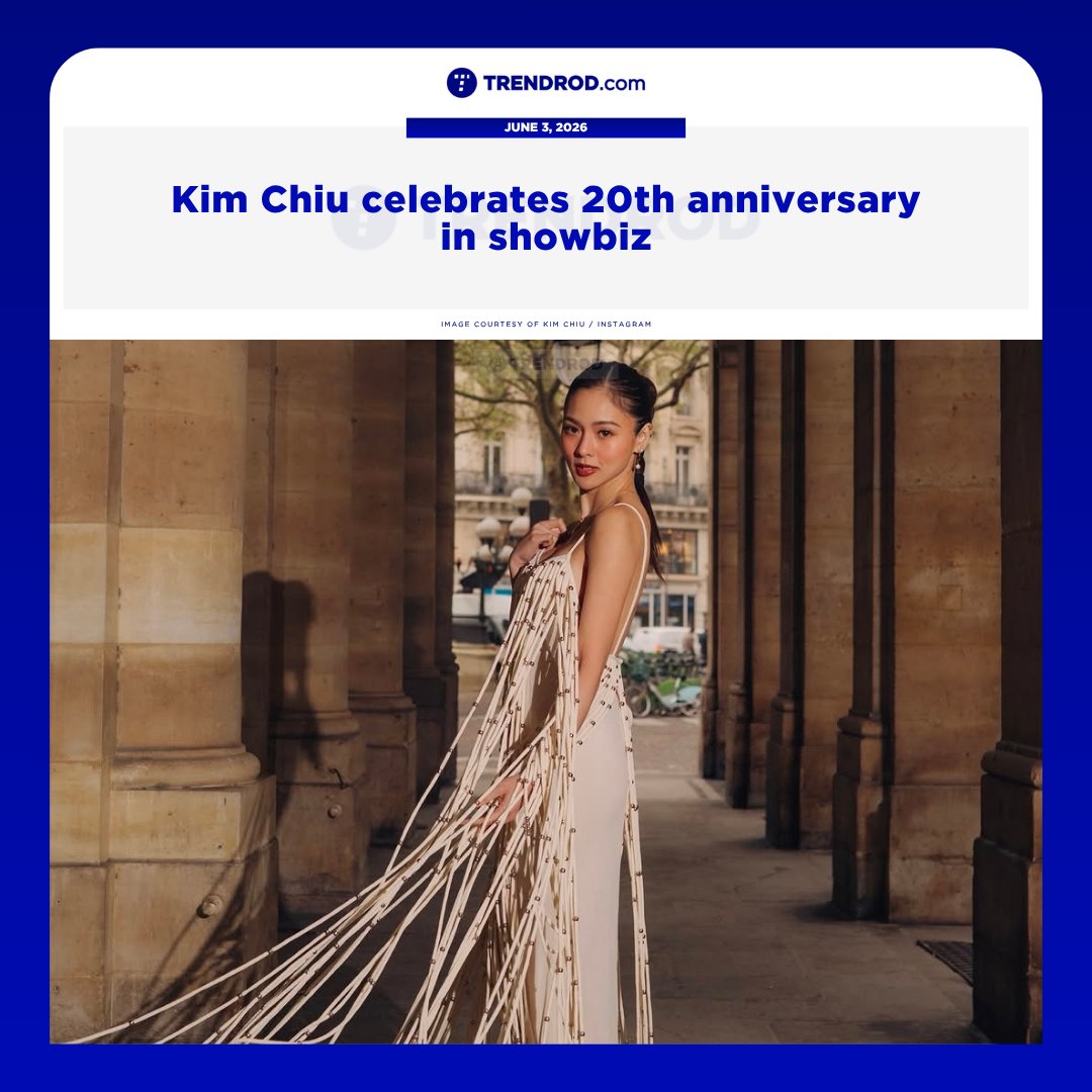 TrendrodPH's tweet photo. Kapamilya superstar Kim Chiu marked her 20th anniversary in showbusiness with a special message of gratitude to the people who have been part of her journey in the industry.

More details in the replies section.

#KimChiu https://t.co/XskWjNfou2