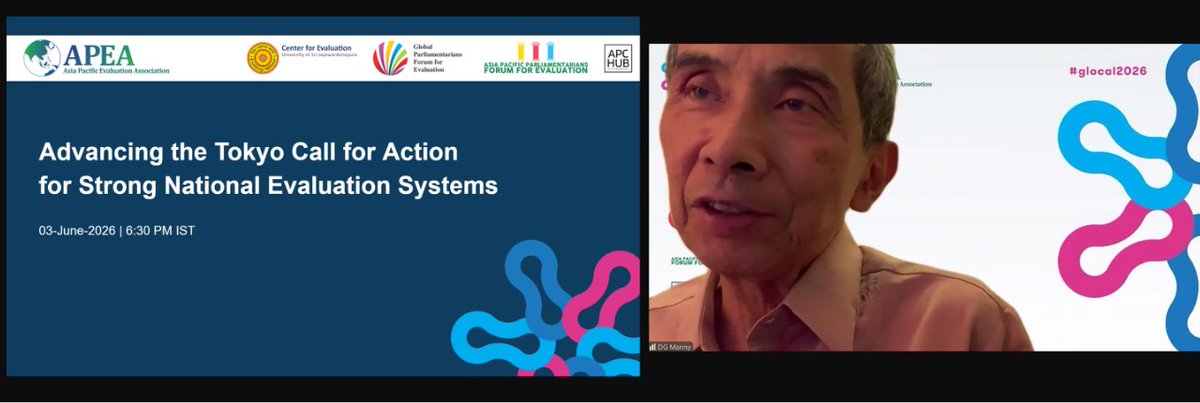 APEAeval's tweet photo. 🎙️ "The time to strengthen evidence-informed decision-making is now."

Emmanuel Jimenez, Director General @adbevaluation, moderated today's webinar &amp; welcomed participants  to this timely discussion on advancing #TokyoCallForAction &amp; building stronger national evaluation systems https://t.co/j4wprpuQuU