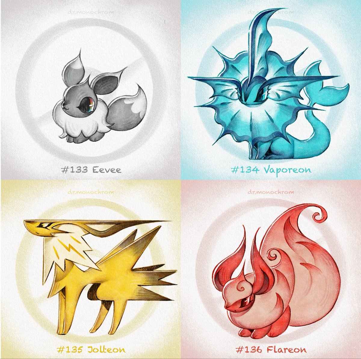 DrMonochrom's tweet photo. Eevee line 💦⚡️🔥 https://t.co/cmmrtlgTAG