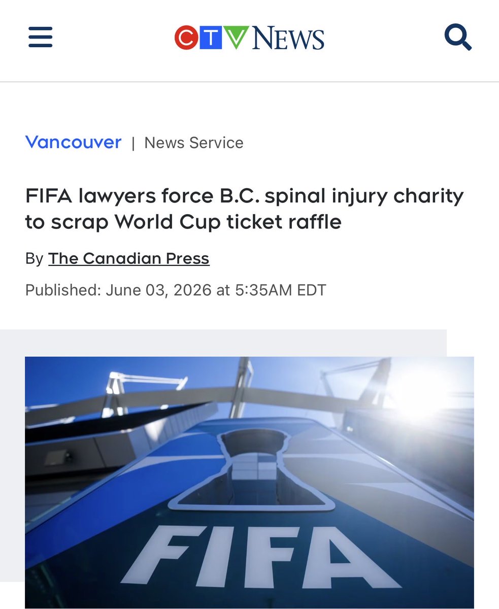 kareemformayor's tweet photo. NYC's mayor fought for $50 lottery tickets so New Yorkers could attend the World Cup.

Ken Sim spent $13.4M of public money on FIFA hospitality while FIFA's lawyers shut down a Vancouver disability charity for a $20 raffle.

Vancouver deserves a mayor who fights for its people, not just for his buddies.

https://t.co/mHLKuMwnyg