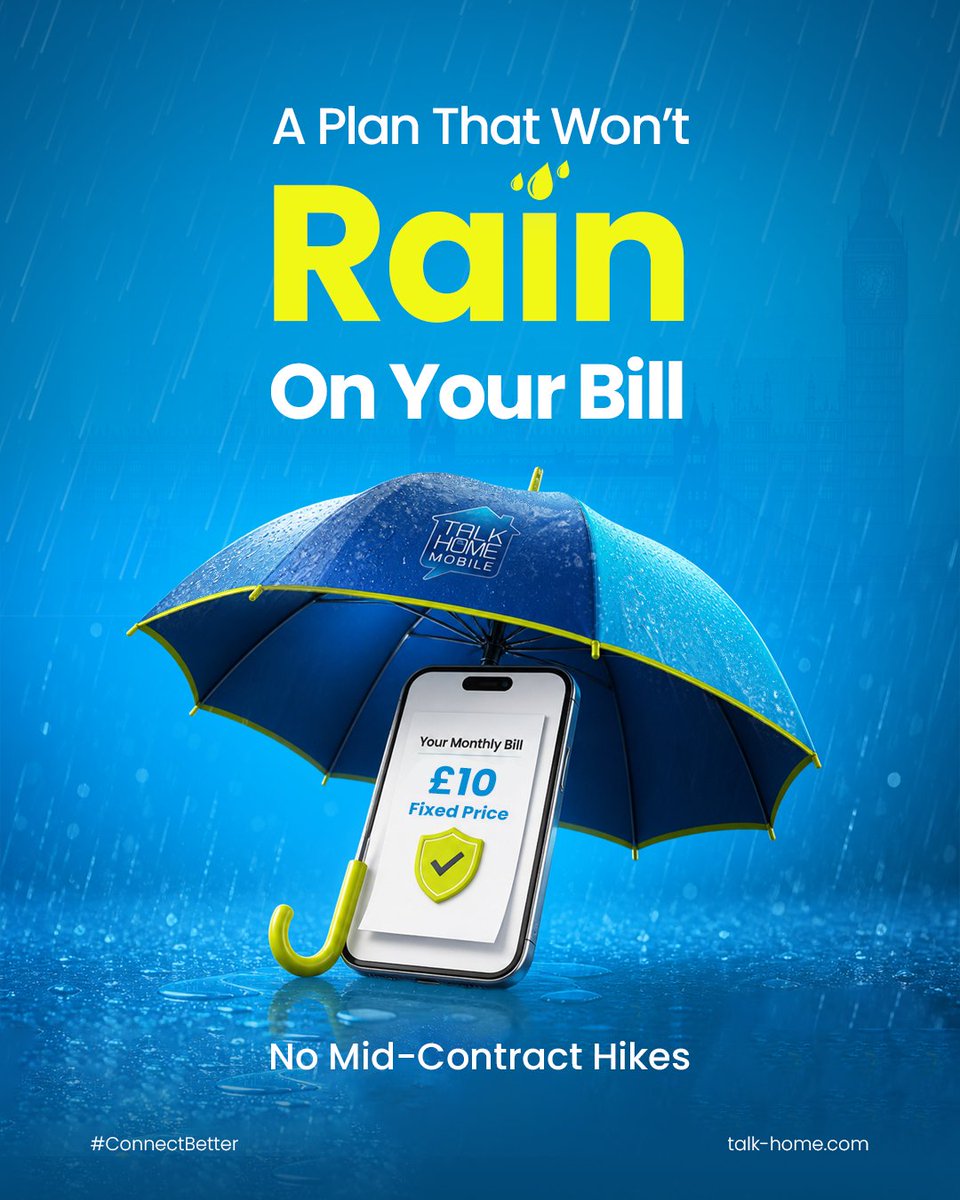 TalkHomeUK's tweet photo. British weather? Unpredictable.
Your mobile bill? Doesn’t have to be☔

#TalkHome #ConnectBetter #FixedPrice #NoPriceRise #SIMOnly https://t.co/bkbCdymE03