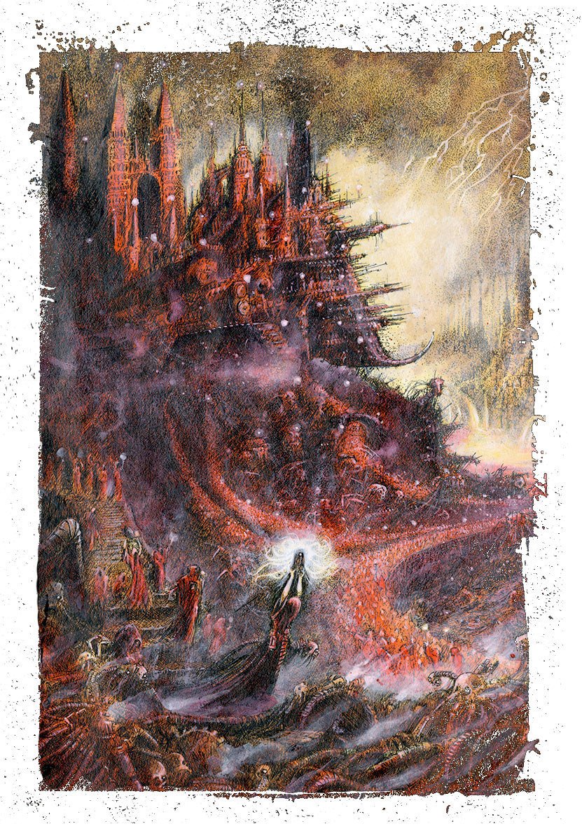 Chainsword40k's tweet photo. Warhammer legend has passed away. Rest in peace, John Blanche. His art was inspiring and defined 40K. To celebrate his memory, here are some of my favorite Blanche pieces. https://t.co/Mz0IawUJtK