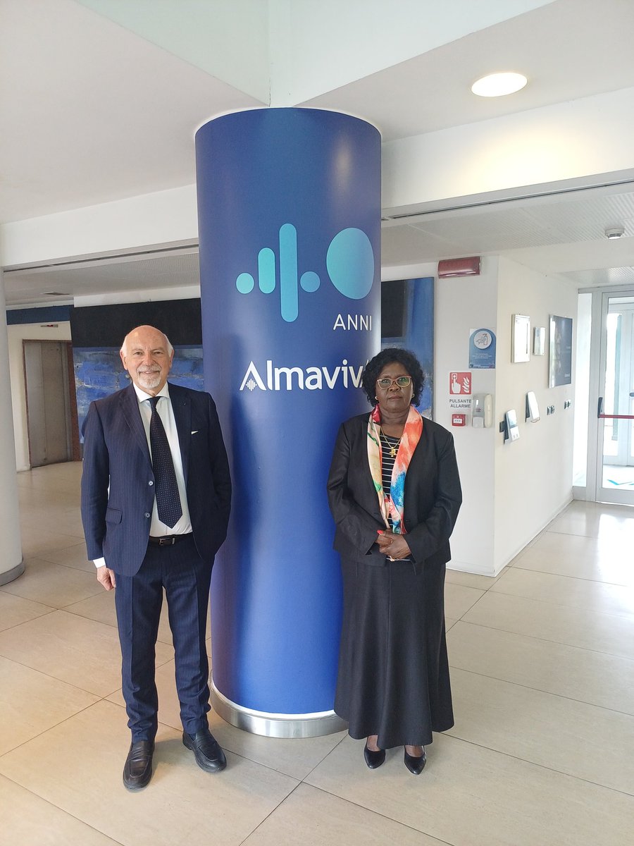 UgaEmbaIta's tweet photo. H.E. Amb. Elizabeth Paula Napeyok met with Vincenzo Bloise, Executive Director at Almaviva, to discuss cooperation on Uganda’s Standard Gauge Railway (SGR), digitalization, and training initiatives to build local capacity and support sustainable development. https://t.co/gdbVpAycbA