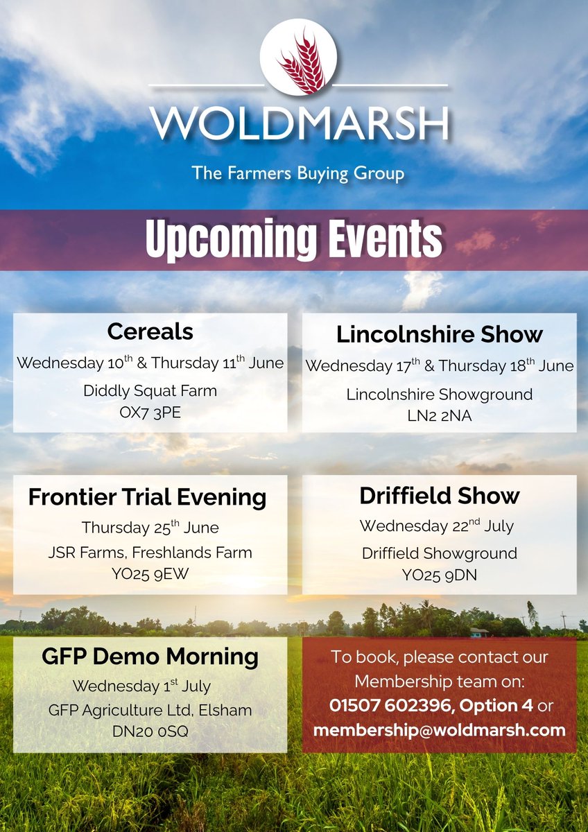 Woldmarsh's tweet photo. Will we be seeing you at any of our upcoming events?

Whether you're already a Woldmarsh member or interested in becoming one, we always look forward to having a chat with you!

To find out more or to book a place, please contact Membership by emailing membership@woldmarsh.com. https://t.co/YG99zhGQ8Y