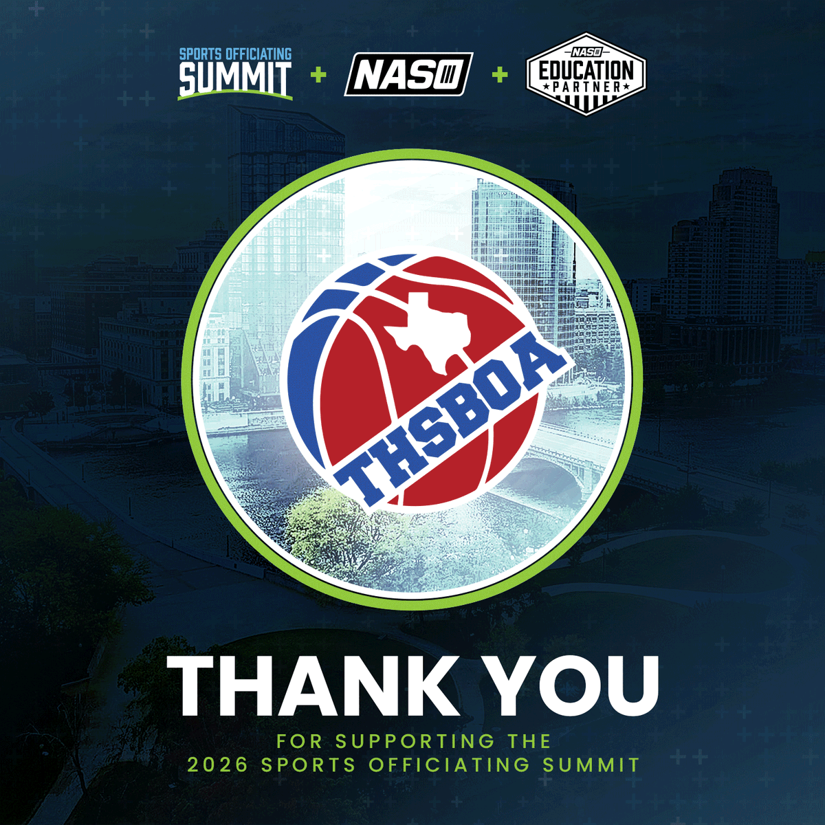 NASOofficiating's tweet photo. The Texas High School Basketball Officials Association (THSBOA) supports the future of sports officiating. Will you be a part of it at the 2026 national Sports Officiating Summit in beautiful Grand Rapids, Mich., this summer? Register today! https://t.co/UL1Xpli1BV https://t.co/ig2CFEaQWU