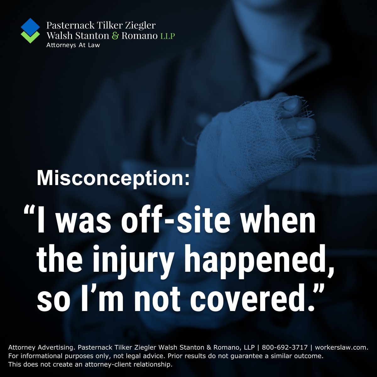 WorkersLaw's tweet photo. Think you're not covered because your injury happened off-site? Think again. If it happened while doing your job, it may still qualify.

There is a lot of misinformation out there. Contact us to learn your rights: https://t.co/JZBLtpLpYU https://t.co/DqBvBFNnvx