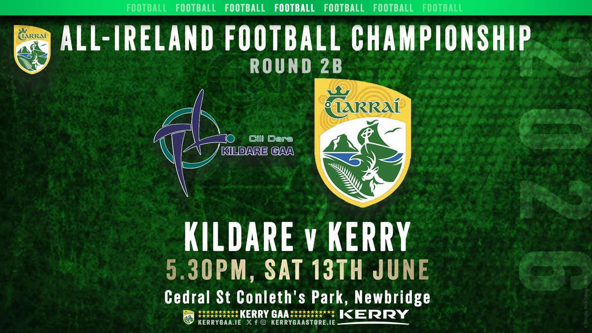 Kerry_Official's tweet photo. 🏐 Kerry travel to Kildare in the 2026 All-Ireland Senior Football Championship Round 2B.

Match Tickets: https://t.co/TcdwBA2ovh

#WeAreKerry #CiarraíAbú https://t.co/Qy36fNmP03
