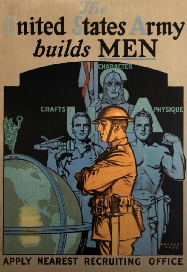 EchoesofEmpire_'s tweet photo. ‘The United States Army Builds MEN’ - poster from 1919 https://t.co/MhRZApsVD6